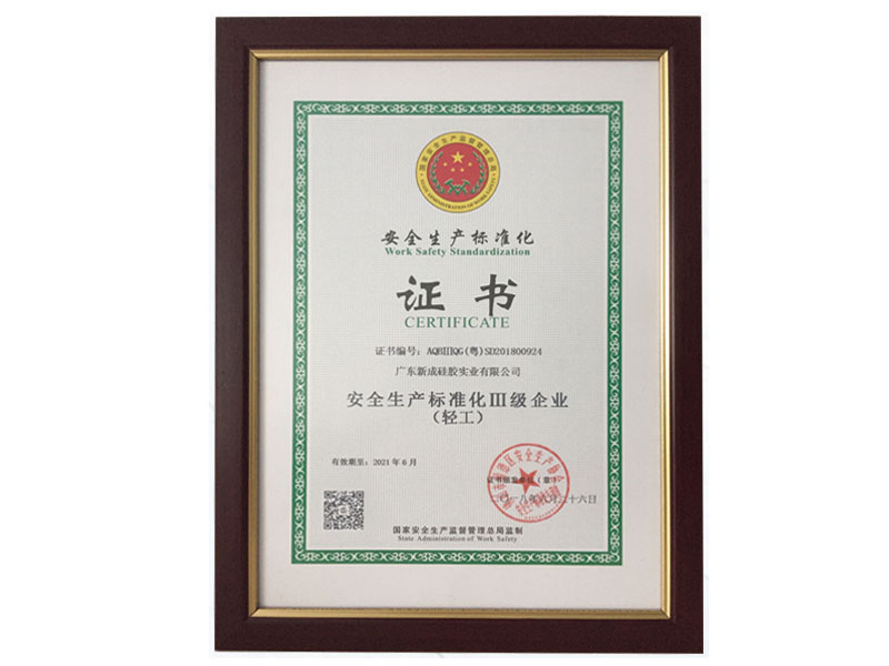 广东省安全生产标准化III级企业（轻工）